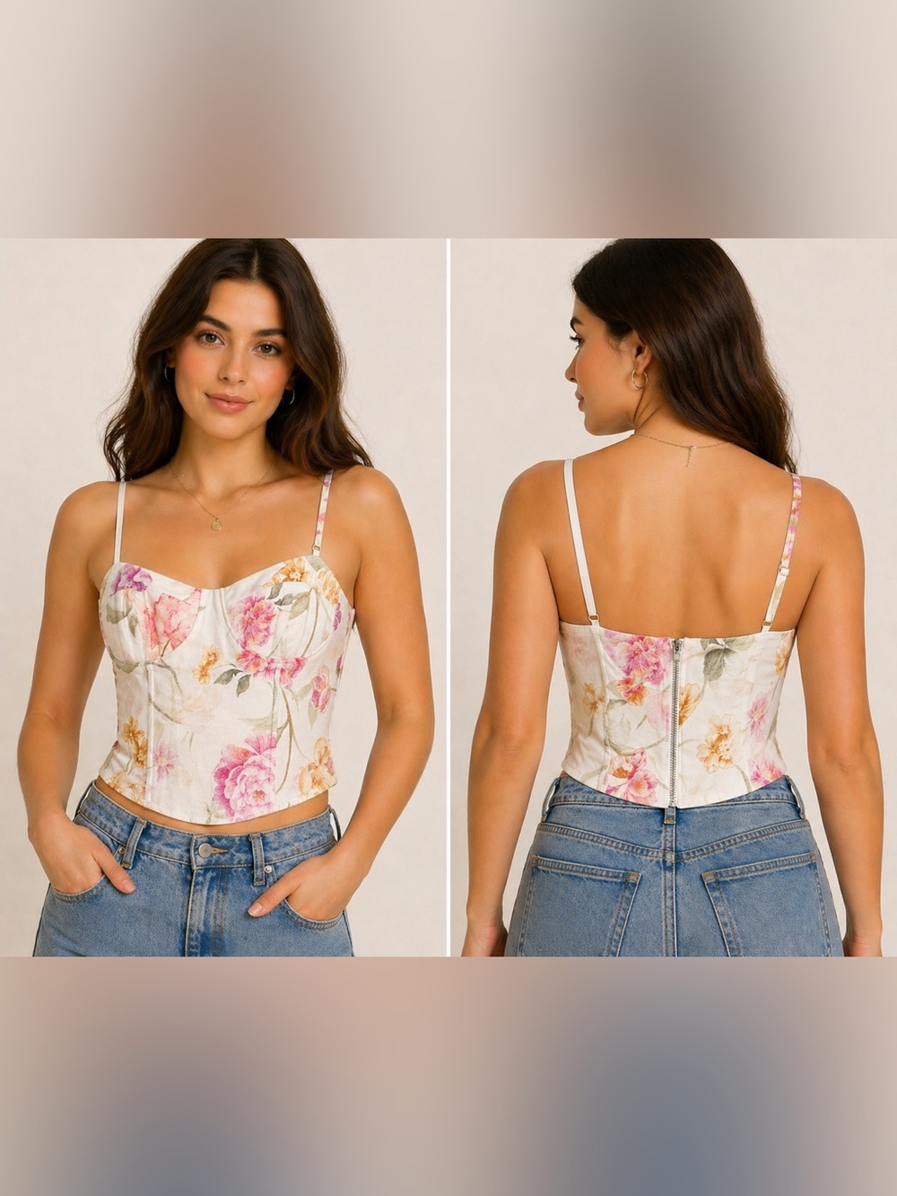 ANTONIO MELANI Floral Bustier Camisole Retail $98